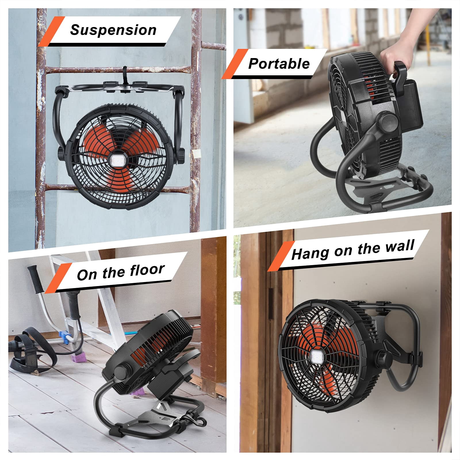 Rovtop 12" 3-Speed High Velocity Rechargeable Floor Fan