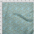 thumbnail image 3 of oneOone Viscose Jersey Sky Blue Fabric Flower & Leaves Watercolor Sewing Material Print Fabric By The Yard 60 Inch Wide, 3 of 5