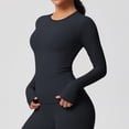 thumbnail image 2 of Dagugfen Athletic Long Sleeve Shirts for Women Spandex Stretchy Slim Fitted Crew Neck Shirts Yoga Gym Workout Quick Drying Base Layer Shirts, 2 of 9