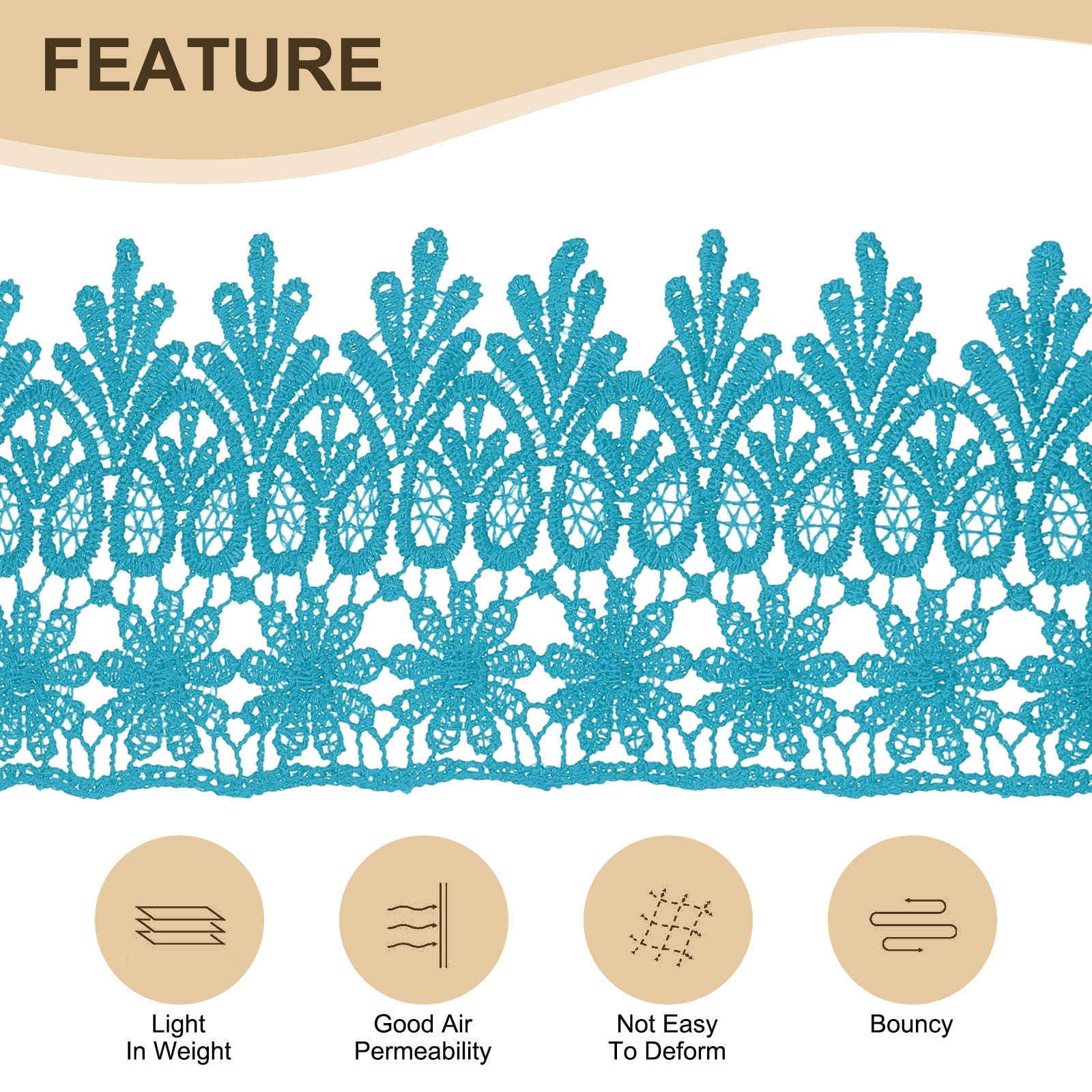 Uxcell 3.15 Inch Wide 15 Yard Lace Ribbon Floral Pattern Blue Embroidered Lace Trim Ribbon for Sewing Making, and DIY Crafts, Gift Wrapping, Wedding Decor