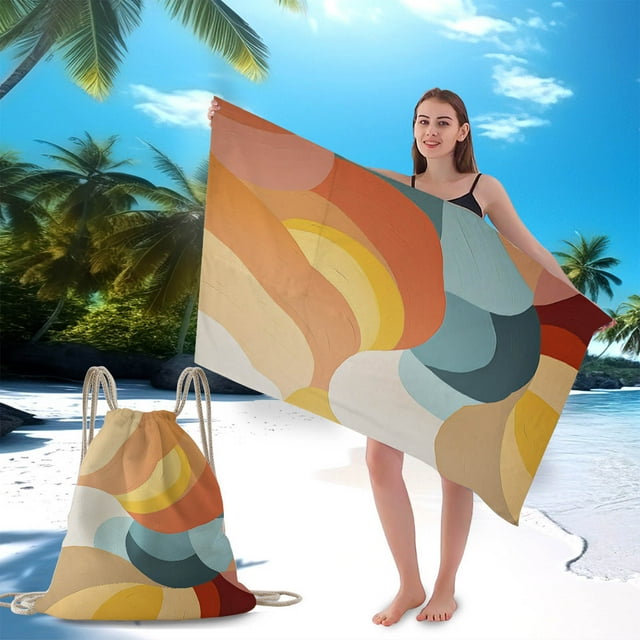 Tranfacy Home Decor,Beach Chair,Two-in-one Beach Bag-digital Printed Drawstring Bag- Microfiber Beach Towel-bath Towel