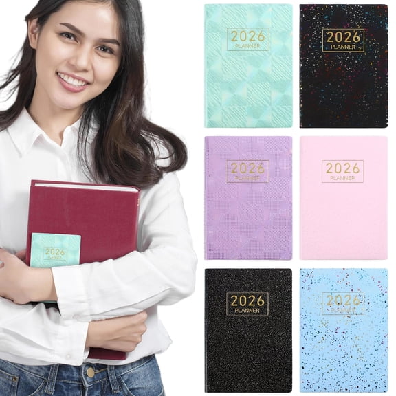 SeekLGT 2026 Planner A7 Pocket Daily Plan Notebook Colorful Blue English Academic Agenda Organizer for Office Travel and Home Use