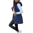 thumbnail image 3 of Winter Warm Women's Puffer Jacket Coat Stand Collar Sleeveless Vest Gilet With Pockets Thickened Thermal Outerwear Casual Cold Weather | CSEONE,Dark Blue L, 3 of 9