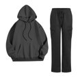 thumbnail image 3 of NMMUED Sweat Set for Women Tracksuit for Women Hoodie and Sweatpants Set for Women Fall Outfits Jogger Sets for Women 2 Piece, Dark Gray L, 3 of 3