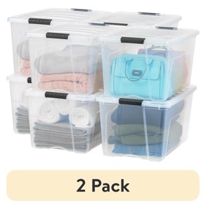 IRIS USA 72 Qt Stackable Storage Bins with Lids, 2-Pack