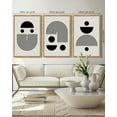 thumbnail image 2 of SHENIFY Black Abstract Wall Art 16x24in3pcs Natural Framed Decor Solid & Spiral Semi-Circles Geometric Shapes Drawings Modern Art Decorative Ready To Hang, 2 of 5