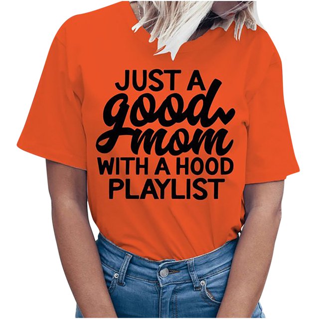 Camiseta de mujer Camisetas divertidas y lindas Camiseta de manga corta Regalo del día de la madre Blusa con estampado de letras personalizadas Pompotops hkajfhjk463595
