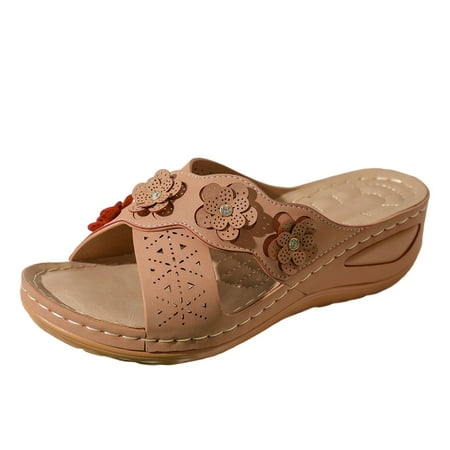 

Ladies Shoes Wedge Thick Sole Roman Fashion Sandals Comfortable Lightweight Slip On Bohemia Beach Sandals