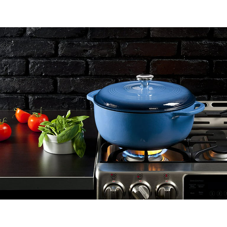 Lodge Cast Iron 3.6 Quart Enameled Cast Iron Casserole in Blue - Dutch Oven  with Lid - Oven Safe - Even Cooking - Stainless Steel Knob and Loop Handles  in the Cooking