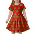thumbnail image 1 of Robe Fille Tout-Petit Enfant Filles Été à Pois Ajustée Douce Respirante Manches Courtes Robe Décontractée Robes Tout-Petit Rouge 6 Ans-7 Ans, 1 of 4