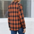thumbnail image 6 of Button Down Shirts for Women Casual Fall Lightweight Dressy Shacket Plaid Fashion Long Sleeve Shirts with Pockets Saffron 2XL, 6 of 7