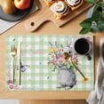 thumbnail image 2 of Happy Easter Placemats Set of 12, Cute Bunny Spring Flowers Butterfly Green Plaid Placemats for Dining Table, Place Mats for Kitchen Tabletop, Waterproof Wipeable Dining Table Mats Set, 2 of 9