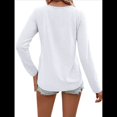 thumbnail image 3 of Camisetas de Verano con Cuello en V para Mujer, Estilo Informal, Tipo Túnica con Botones y Cuello Henley S, 3 of 7