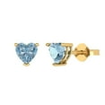 thumbnail image 2 of 1.5 Ct Heart Cut Studs Natural Sky Blue Topaz 14K Yellow Solid Solid Gold Everyday Dainty Earrings Push Back, 2 of 7