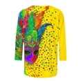 thumbnail image 6 of Feancey Mardi Gras 3/4 Sleeve Tops for Women Round Neck Blouse Spring Trendy New Orleans T-Shirts Novelty Mask Print Graphic Tee Parade Pullover Multicolor M, 6 of 6