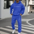 thumbnail image 2 of FYEGRE Men's Two Piece Hooded Sport Suit Casual Solid Color Wear with Raglan Sleeves and Drawstring Pants Blue XXL, 2 of 5