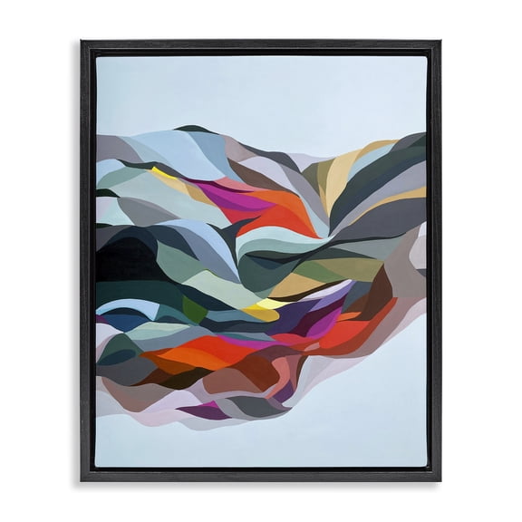 Stupell Industries Mid-Century Alternating Geometric Shapes Black Floating Frame Canvas Art, 17 x 21, by Erika Gehringer
