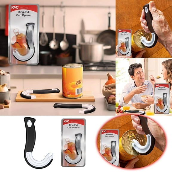 Hook Shaped Can Opener Practical Kitchen Kitchen Gadgets Easy Open Ring Pull Type Can Opener Easy Grip Can Opener Ring For Party Drinks Blister Packaging Style Bottle&Can Openers Easy To Use