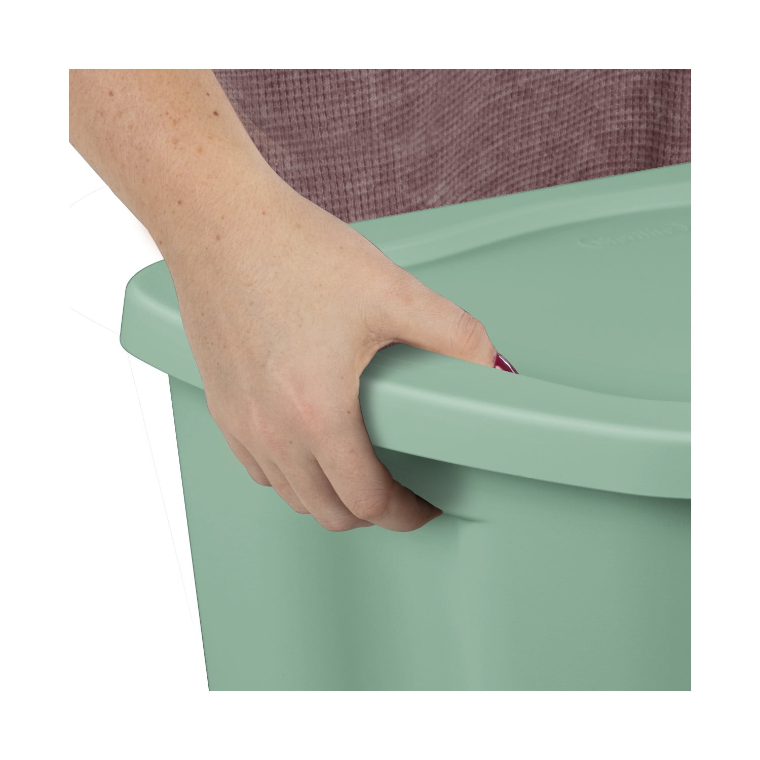 Sterilite Large Storage Bin, 18 Gallon Durable Plastic Storage Tote with Snap-On Lid , Green, 8 Pack