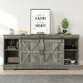 thumbnail image 5 of Dextrus Farmhouse TV Stand for 65 Inch TV, Entertainment Center with Sliding Barn Door, Wood TV Media Console, Rustic Grey, 5 of 8