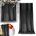 thumbnail image 2 of Tulle Backdrop Curtains for Wedding Decor - Sheer Voile Fabric Drapes for Photo Background, Baby Shower, Birthday Party, and Bridal Ceremony Decorations (Black,63"x118.1"), 2 of 5