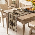 Ethnic Style Brown Block Geometric Table Runner 13x72in Non-Slip Cotton ...