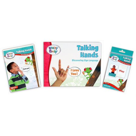 Brainy Baby Teach Your Child Sign Language: Talking Hands Discovering the World of Sign Language Learning Library Deluxe Edition Board Book, DVD and Flashcards