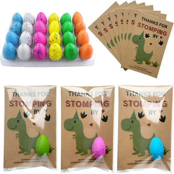 BESTSKY Dino Egg Hatching Party Favors with 24 Colorful Eggs for Kids Birthday Decorations