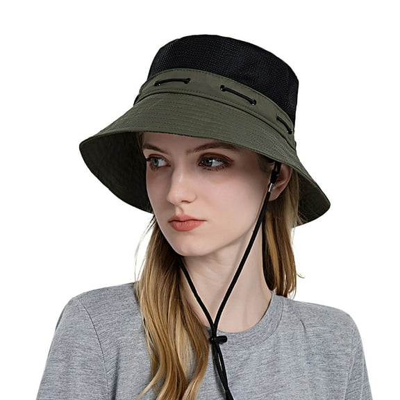 beishanbush Bucket Hats Women Sun Hat Wide Brim Protection Beach Hat Adjustable Bucket Hat Summer Hats Army Green