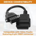 thumbnail image 2 of 8 Pin OBD1 to 16 Pin OBD2 Diagnostic Adapter Cable Compatible with Volvo Heavy Duty Truck, Work with Truck Obd2 Scanner Tools and Code Reader, 2 of 6