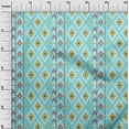 thumbnail image 3 of oneOone Rayon Turquoise Blue Fabric Asian Ikat Craft Projects Decor Fabric Printed By The Yard 56 Inch Wide, 3 of 4