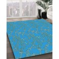 thumbnail image 2 of Ahgly Company Indoor Round Patterned Bright Turquoise Blue Area Rugs, 5' Round, 2 of 6
