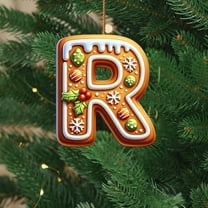 EWASWON Christmas Acrylic Christmas Tree Ornaments - Alphabet Letter R with Santa Hat, 8CM DIY Personalized Xmas Decor for Home, Office, Christmas Tree Hanging