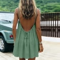 thumbnail image 7 of COMVALUE Open Back Summer Dress for Women Spaghetti Strap Summer Beach Flowing Sundress Swing Solid Color Sundress Light Green XXL, 7 of 7