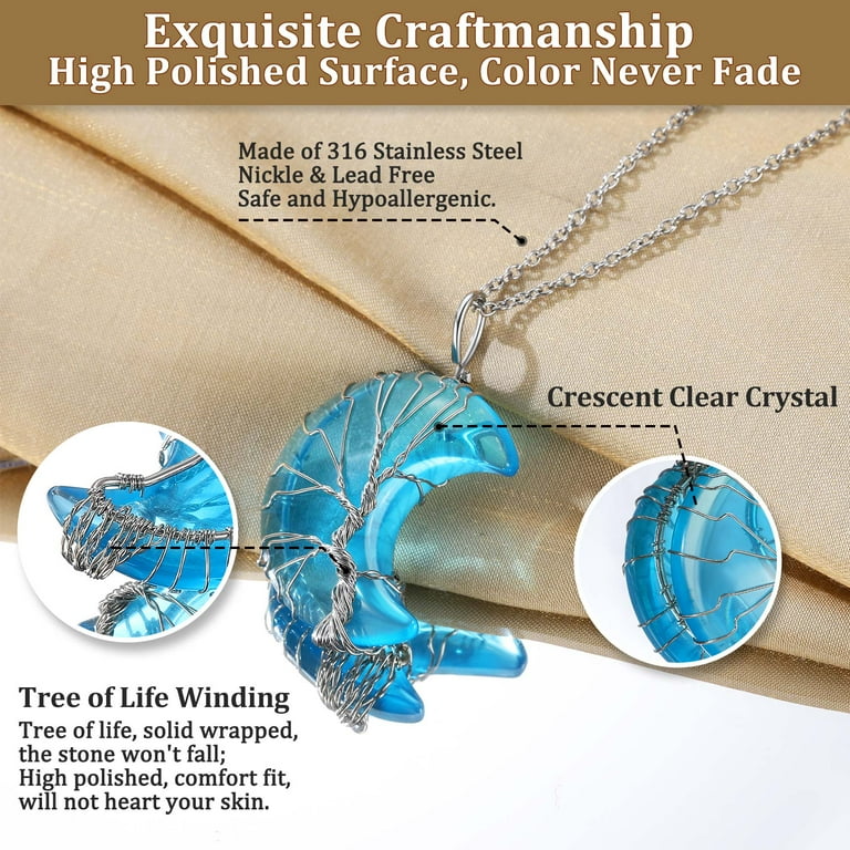 Aquamarine tree of life necklace discount