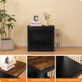 thumbnail image 6 of Dog Crate Furniture with Cushion, Wooden Dog Crate with Double Doors, Dog Furniture, Dog Kennel Indoor for Small/Medium/Large Dog，End Table, Small, 27.2" L,Black+Rustic Brown, 6 of 14