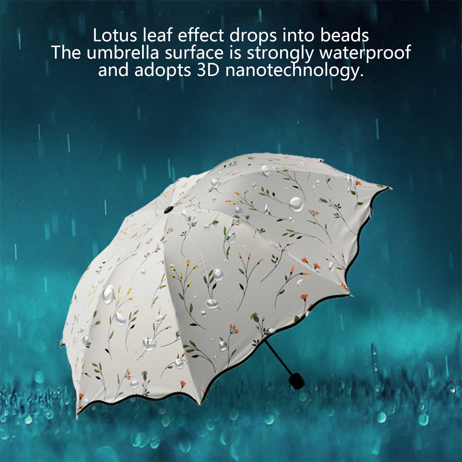 Yhmxh Foldable Umbrellas, 2 in 1 Sun Blocking and Rain Umbrellas, Windproof Umbrella Compact Folding Travel Umbrella, Light Portable Car Umbrella for Rain (Beige)