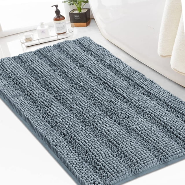 Alfombra de baño de chenilla turquesa Shaggy Stone azul 60 x 90 cm