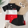thumbnail image 2 of felwors Toddler Boy Patchwork Summer Outfits Short Sleeve Button Down Shirt Tops & Casual Shorts Sets Baby 9M 12M 18M 2T 3T Clothes (12-18 Months), 2 of 7