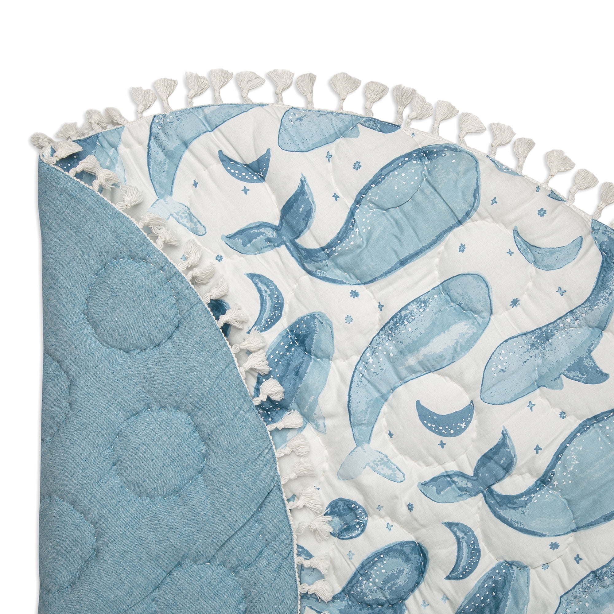 Crane Baby Activity Mat for Boys and Girls, Whale Print, 40" x 40", Infant Play Mat, Kids Play Mat, Tummy Time Mat