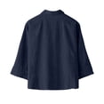 thumbnail image 7 of Endives Linen Shirts For Women Button Down Shirt Summer Solid Color Casual Half Sleeve Blouse Beach Loose Shirt Womens Tops Navy, 7 of 7