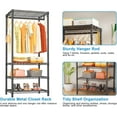 thumbnail image 4 of H4 Mini Portable Closet, 4 Tiers Freestanding Clothing Garment Rack for Small Space, Metal Clothes Wardrobe System for Bedroom, 23.6" W x 14" D x 76.4" H, Load 502 lbs, Black, 4 of 13