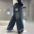 thumbnail image 5 of TOWED22 Boys Elastic Waist Jeans Baggy Loose Fit Wide Leg Denim Trousers with Cargo Pockets 5-14 Years Blue,11-12 Y, 5 of 9