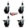 thumbnail image 2 of 4 Inch Soft Rubber Wheel Swivel 1-3/8 Inch Expanding Stem Caster Set 2 Brakes, 2 of 2