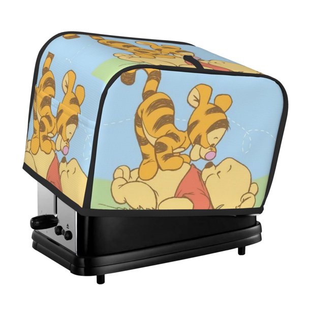 Funda para tostadora de 2 rebanadas con diseño de Winnie The Pooh, funda protectora contra el polvo y las huellas dactilares para pan, de poliéster, fundas para pequeños electrodomésticos de cocina