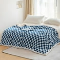 thumbnail image 5 of Sherpa Throw Blanket Fleece Blanket with Checkered Pattern Soft Thick Blanket for Couch, Bed, Sofa Luxurious Warm and Cozy for All Seasons (Navy, 60"x80"), 5 of 6