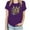 Purple, variant on ICHUANYI Women's Mardi Gras Fashion Short Sleeve Crewneck Print T-shirt Casual Loose Shirt Tops Cloth New Trending