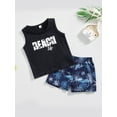 thumbnail image 3 of Bagilaanoe 2pcs Toddler Baby Boy Short Pants Set Sleeveless Letter Print Tank Tops + Shorts 12M 18M 24M 3T 4T 5T Kids Casual Summer Outfits, 3 of 8