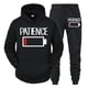 thumbnail image 2 of Conjunto de 2 piezas de sudadera y pantalones divertidos con estampado de batería "PATIENCE" para hombre, sudadera de manga larga, chándal, ropa deportiva unisex, 2 of 4
