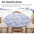 thumbnail image 2 of Round Fitted PEVA Vinyl Tablecloth with Elastic Edged & Flannel Backing, Waterproof Wipeable Round Table Cover for Indoor Outdoor Patio Use - Fits Tables up to 45"-52" Dia. (Blue Paisley), 2 of 6